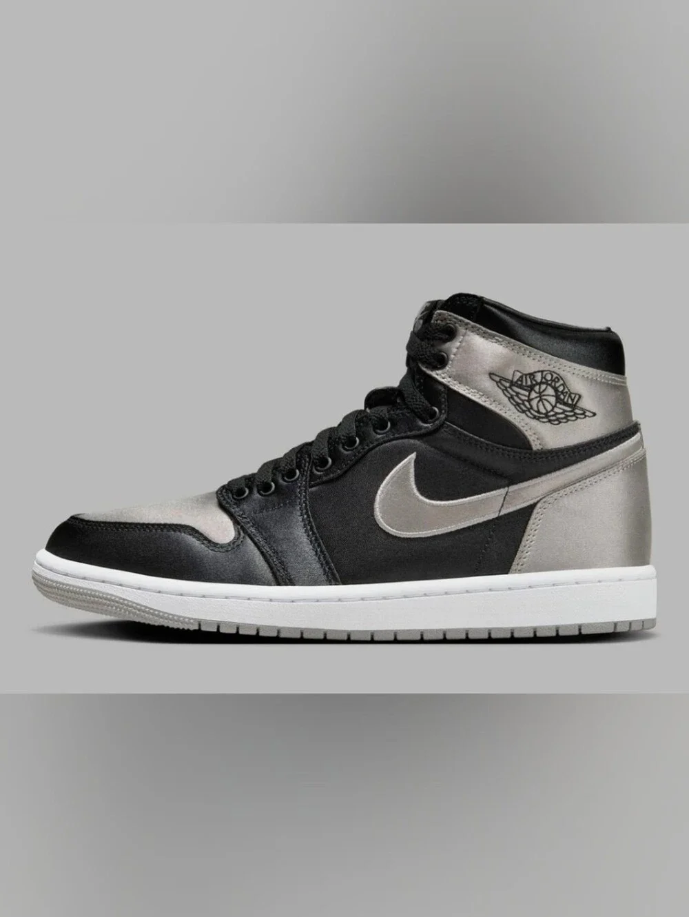 Nike Air Jordan 1 High Black and Silver Sneakers